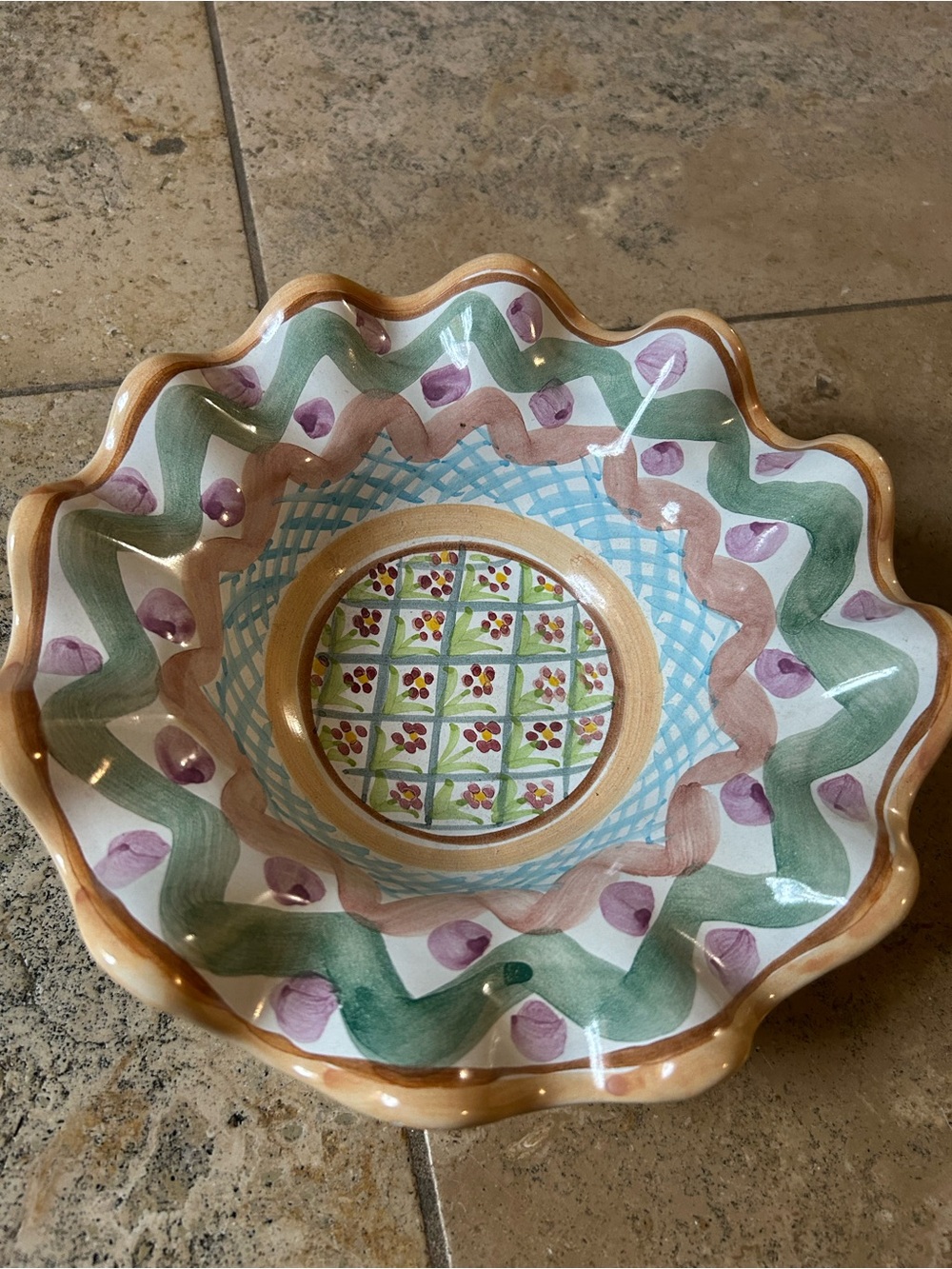 Mackenzie Childs Heather Floral Fluted 9"  Plate